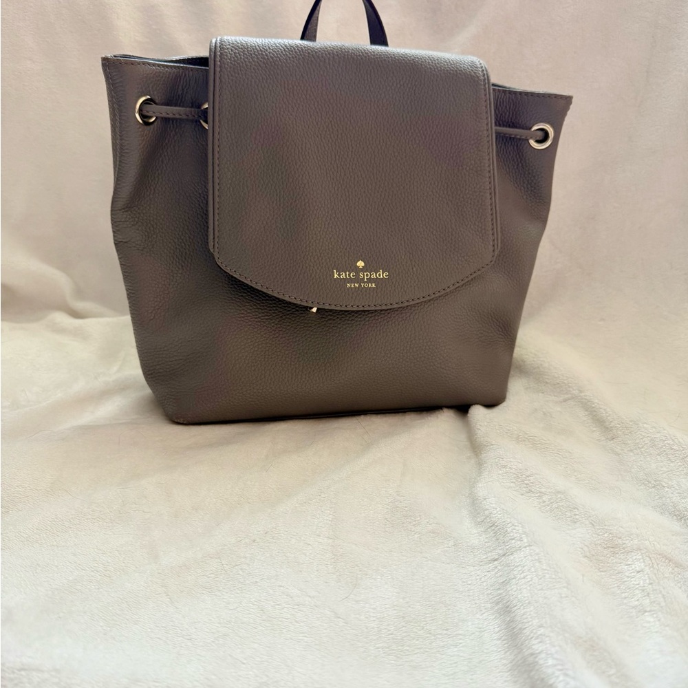 Kate Spade Gray Pebbled Leather Backpack